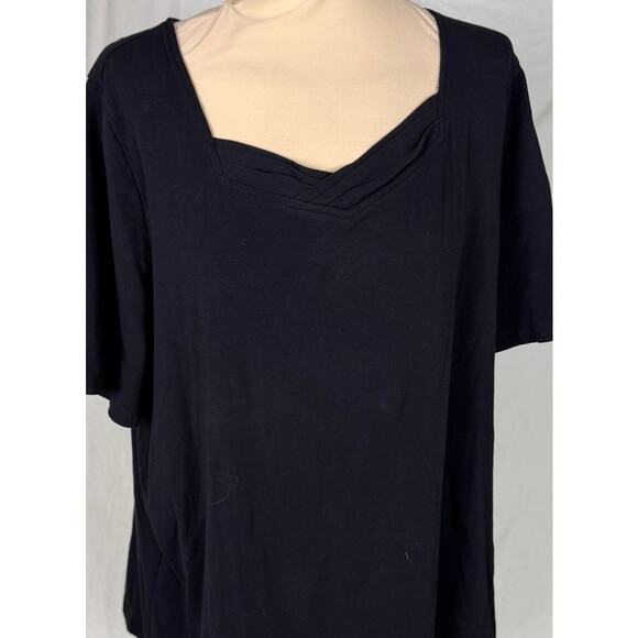 Catherines Suprema Collection 1X 18/20W Black Short TShirt Cotton Spandex - Picture 2 of 8